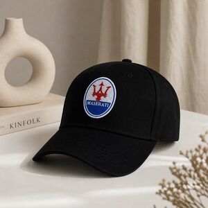 Maserati Logo Hat Black Adjustable Strapback Cap Embroidered NEW